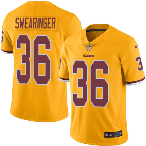 Nike Redskins #36 D.J. Swearinger Gold Youth Stitched NFL Limited Rush Jersey